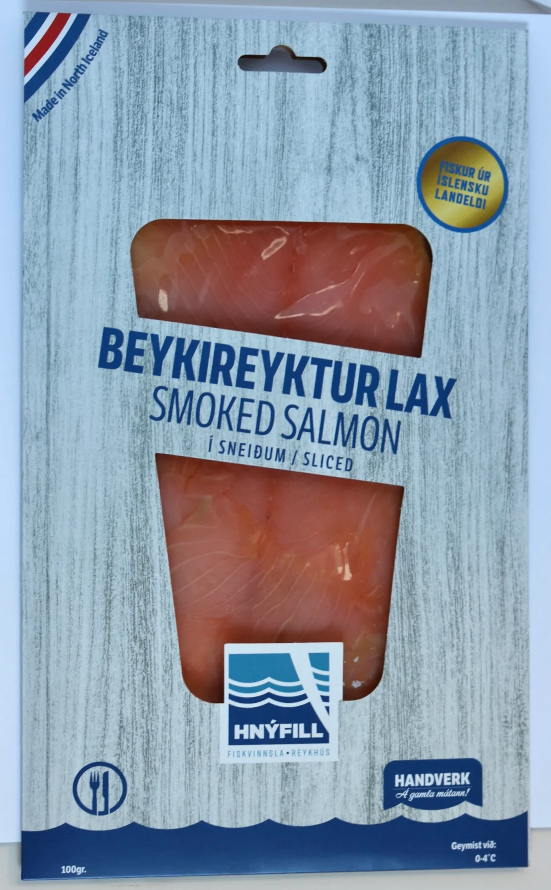 Sliced beech-smoked salmon